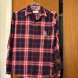 Saint Louis Crystal Navy, Red & White Plaid Button-Down Shirt
